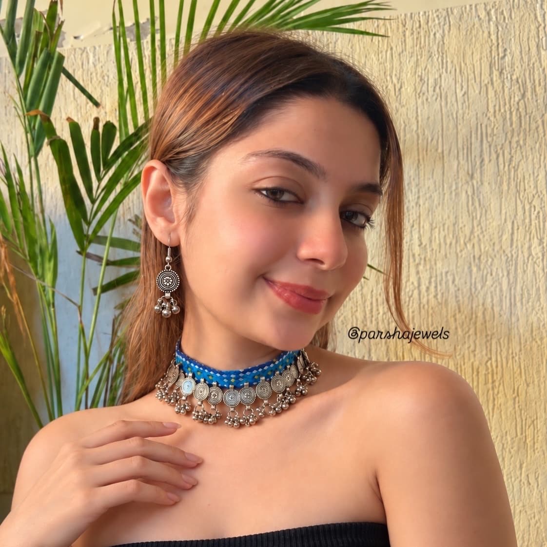 Fabric oxidised choker set