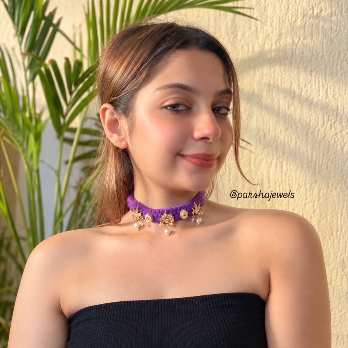 Purple Kundan choker